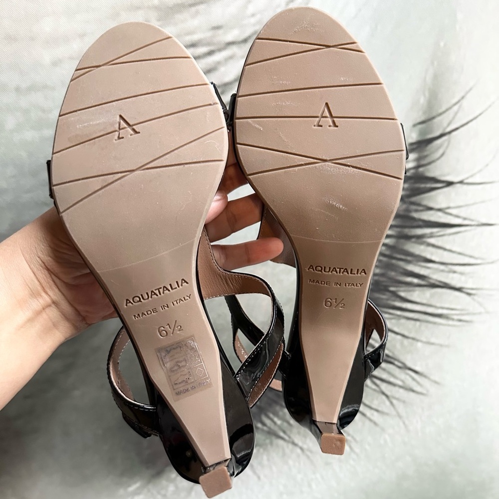 🌸AQUATALIA🌸 Rosetta Patent Slingback Sandal Black Size:6.5 - Picture 12 of 12